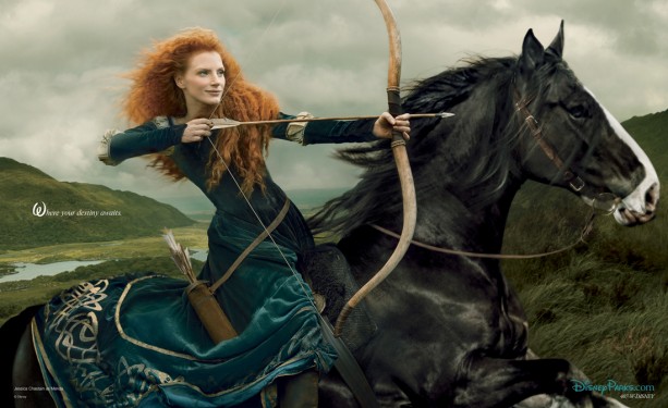 Jessica Chastain as Merida. Photo by Annie Leibovitz. @Disney